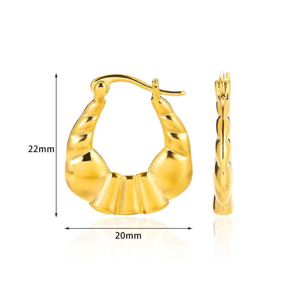 European And American Simple High Luxury 18K Gold Linear Ear Ring