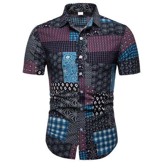 Men's shirt printed casual Beach Short Sleeve Shirt for men