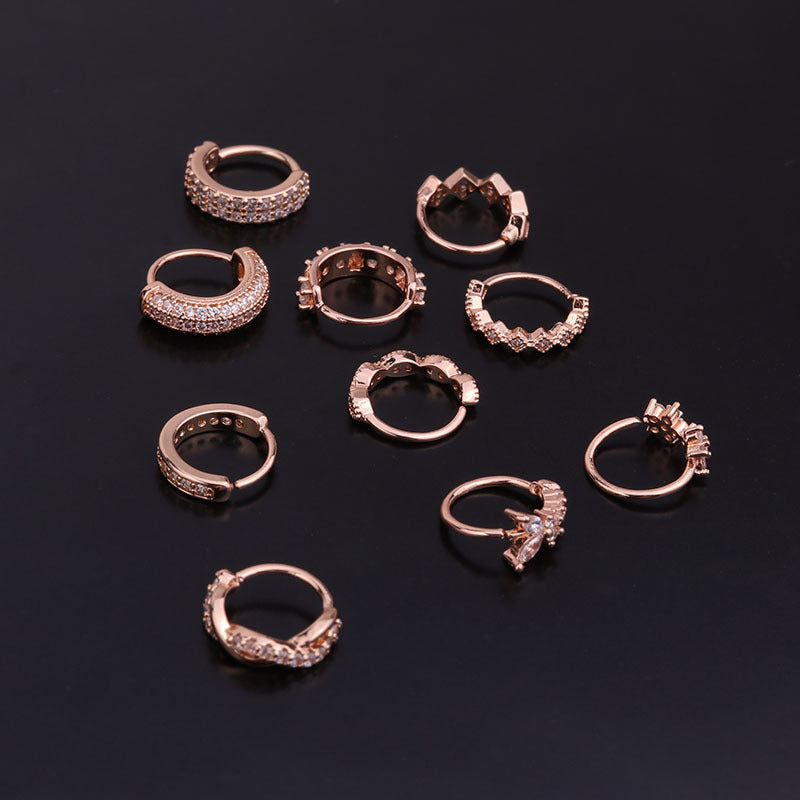 Korean Version Of The New Zircon Earrings Creative Side Drill Personalized Ear Bone Ring Cartilage Earrings