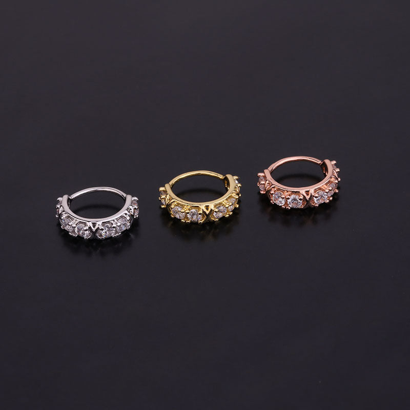 Korean Version Of The New Zircon Earrings Creative Side Drill Personalized Ear Bone Ring Cartilage Earrings