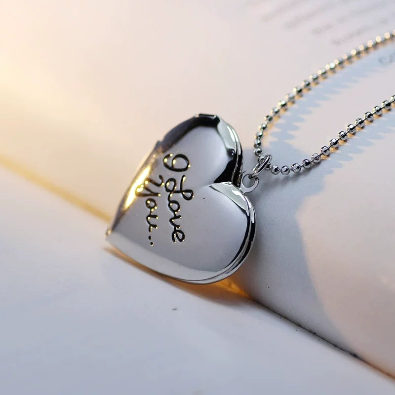 Photo Box Heart Pendant Sweater Chain Love Can Be Opened All-Match