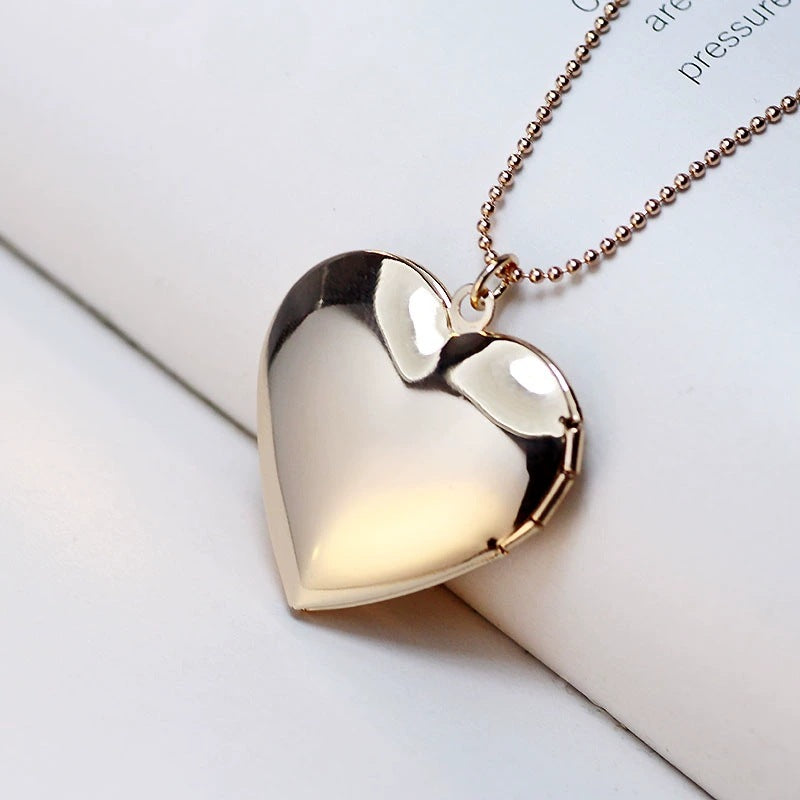 Photo Box Heart Pendant Sweater Chain Love Can Be Opened All-Match