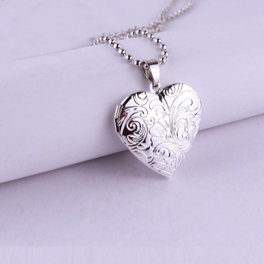 Photo Box Heart Pendant Sweater Chain Love Can Be Opened All-Match