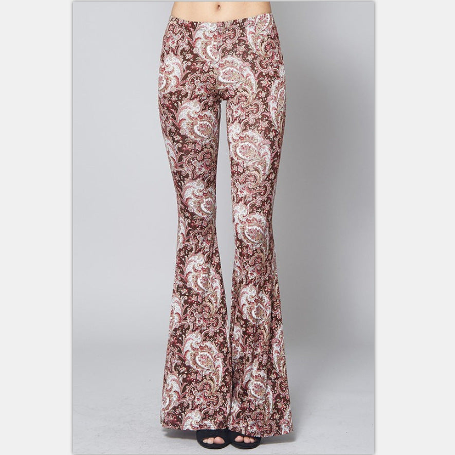 Tight-fitting Buttocks Print Flared Pants