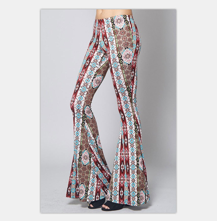 Tight-fitting Buttocks Print Flared Pants