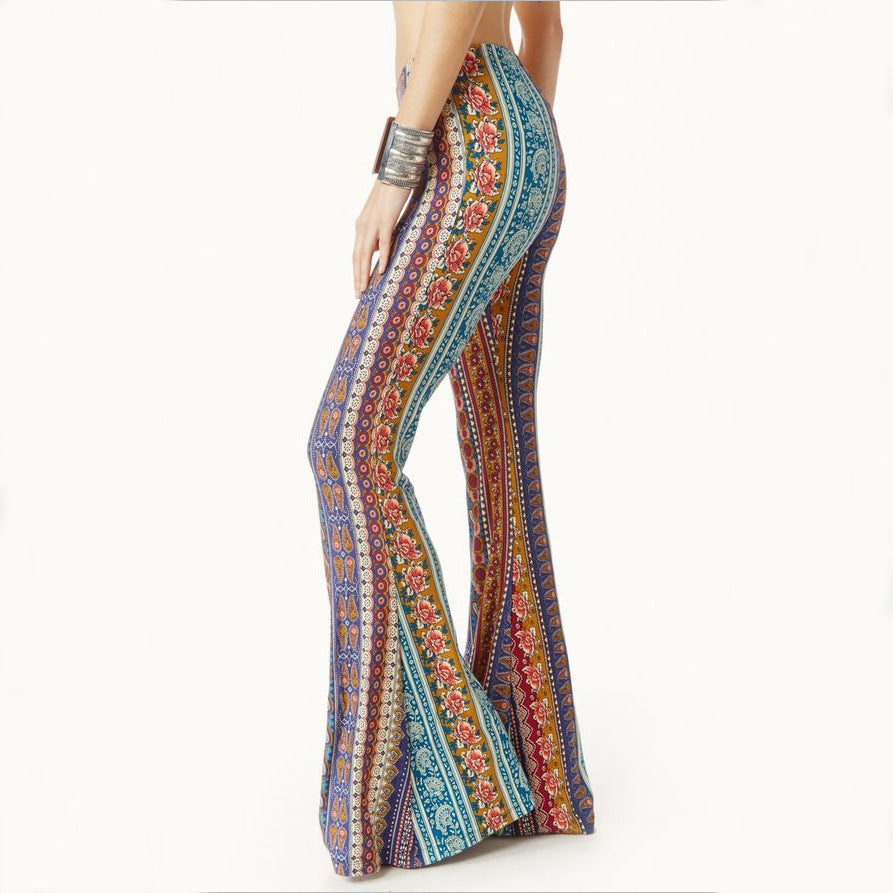 Tight-fitting Buttocks Print Flared Pants