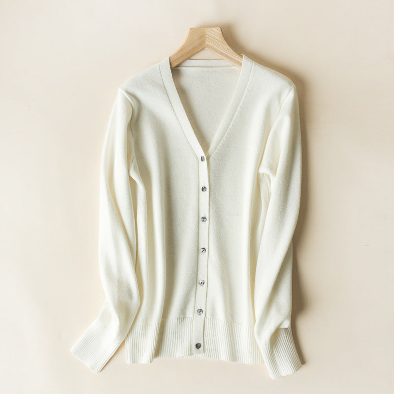 Cardigan women's v-neck cardigan wool sweater