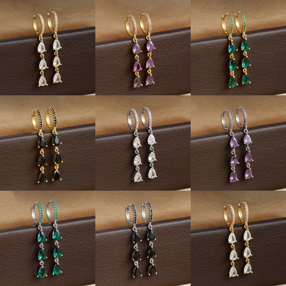 More Than Zircon Water Drops Ring Shaped Earrings For Women