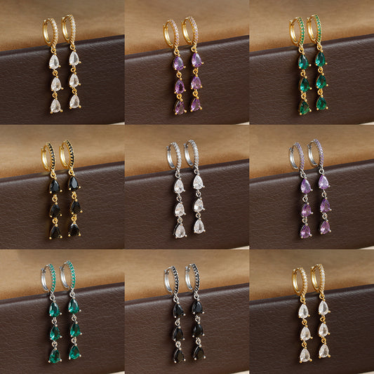 More Than Zircon Water Drops Ring Shaped Earrings For Women