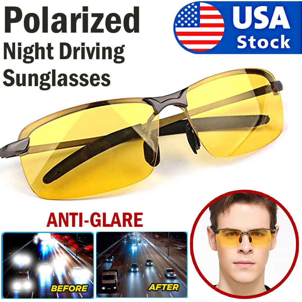 Polarized HD Night Driving Vision Glasses For Men & Women Aviator Sunglasses