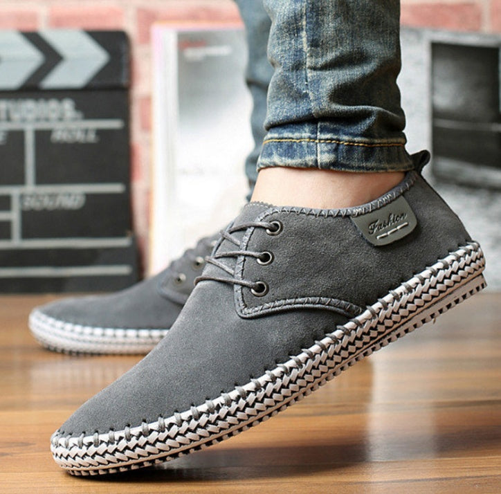 new casual shoes large size leather shoes handmade leather stitching men's shoes