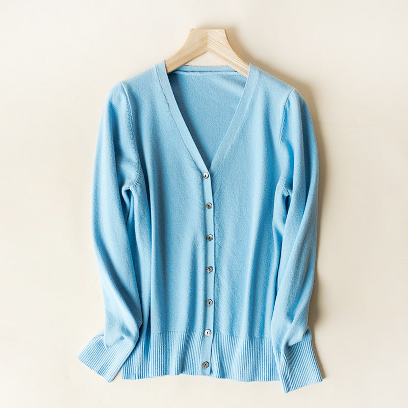 Cardigan women's v-neck cardigan wool sweater