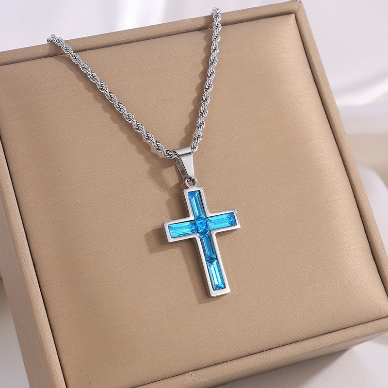 European And American Ing Style Diamond Cross Necklace Unique No Color Fading