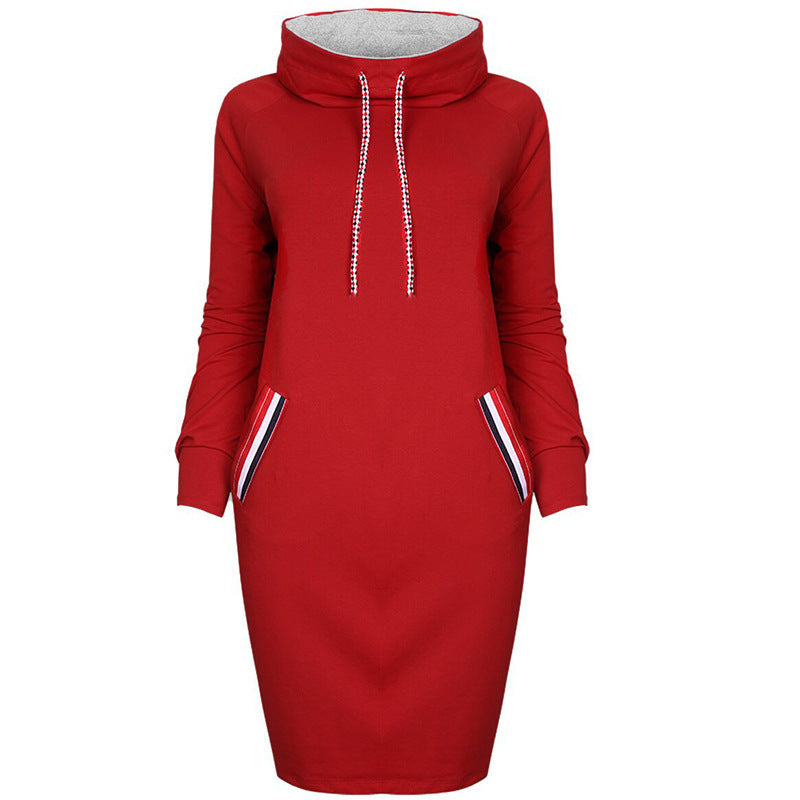 Autumn winter dress Long sleeve vestidos Casual party dresses vestido de festa women dress plus size High collar robe femme