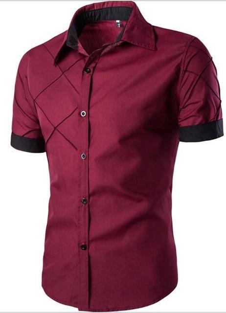 Men Short Spread Collar Sleeve Shirt