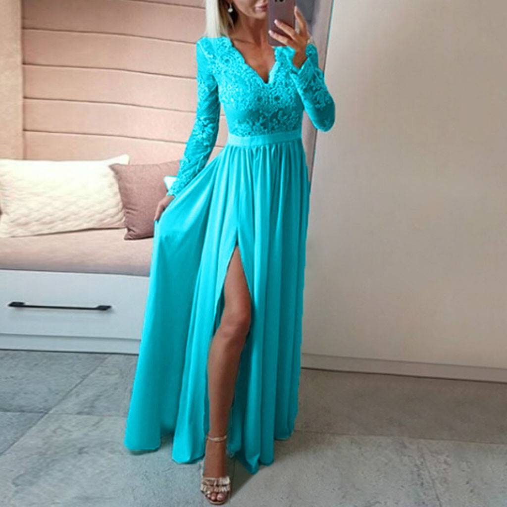 Women V-neck Sexy Lace Elegant Wedding Party Dresses