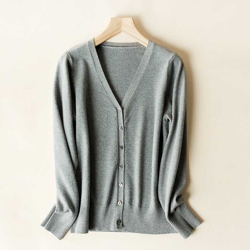 Cardigan women's v-neck cardigan wool sweater