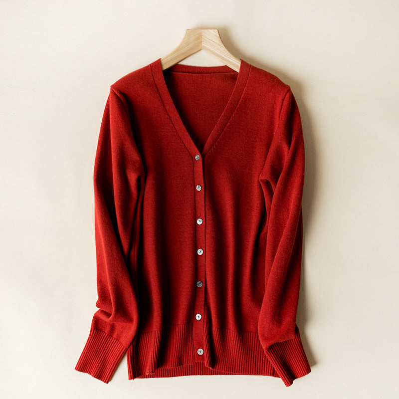 Cardigan women's v-neck cardigan wool sweater