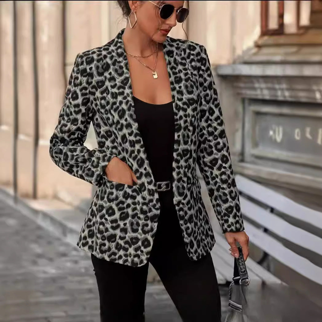 Leopard Print Suit Coat Top Ins