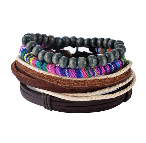 Leather Bracelet Men Multilayer Bead Bracelet Punk Wrap Bracelets for Women Vintage punk Men Jewelry