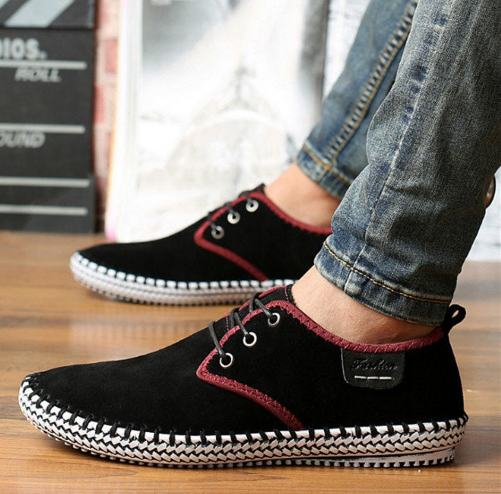 new casual shoes large size leather shoes handmade leather stitching men's shoes