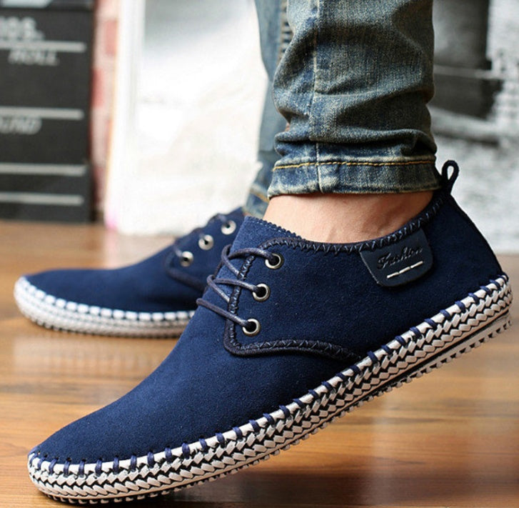 new casual shoes large size leather shoes handmade leather stitching men's shoes