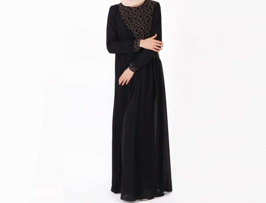 Arab Dubai Travel Long Sleeve Chiffon Dress