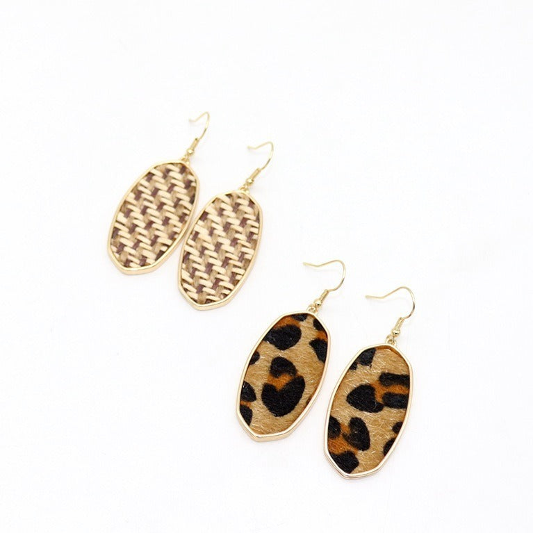 Shell Paper Exquisite Simple Leopard Print Suede Earrings