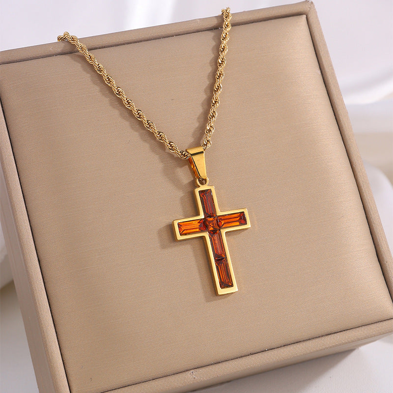 European And American Ing Style Diamond Cross Necklace Unique No Color Fading