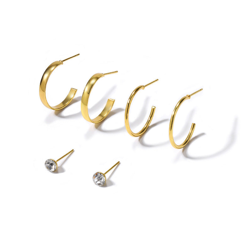 Vintage 18K Gold Letter C Eardrops Alloy Hollow Ladies