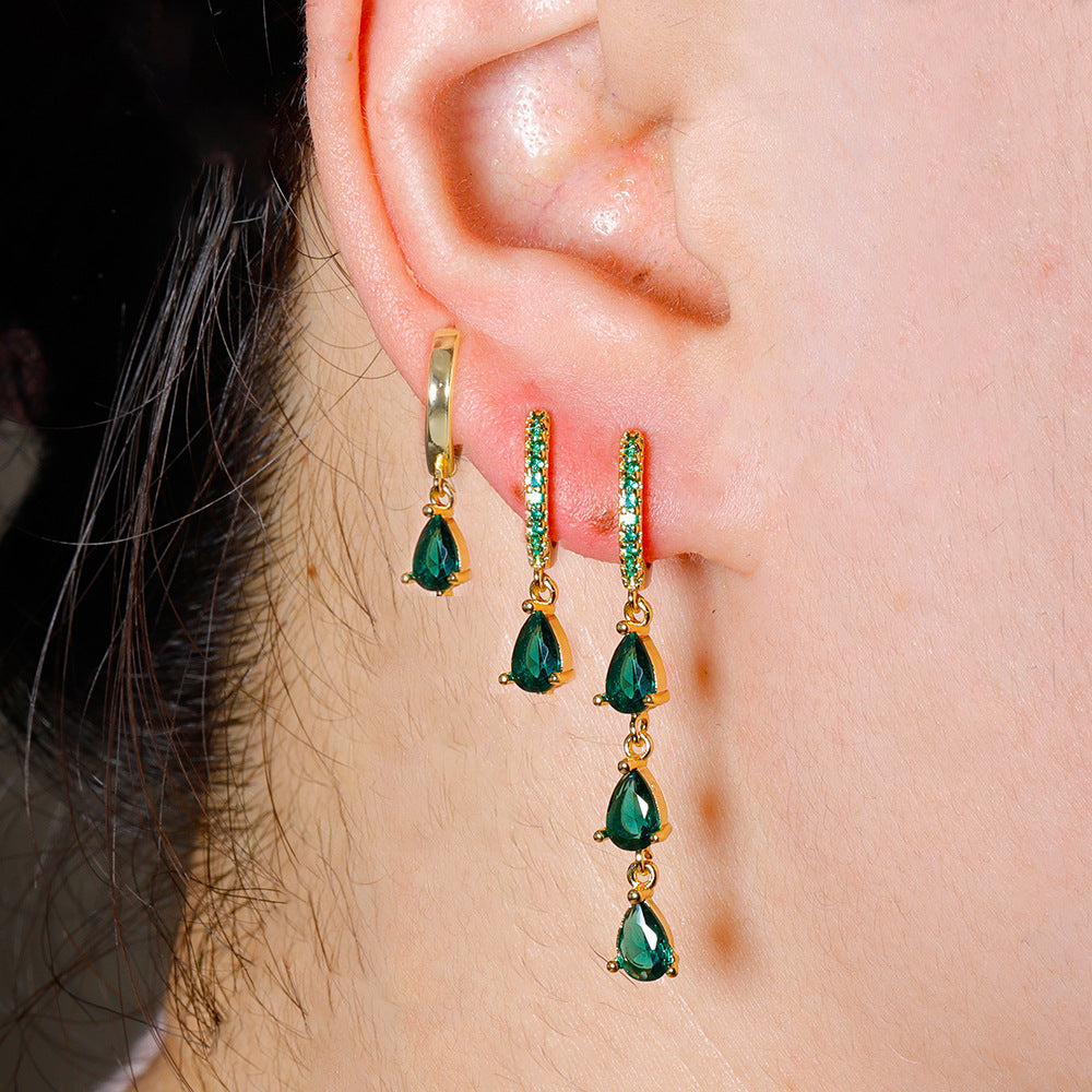 Water Drop Fashion Micro Inlaid Zircon Women's Earrings