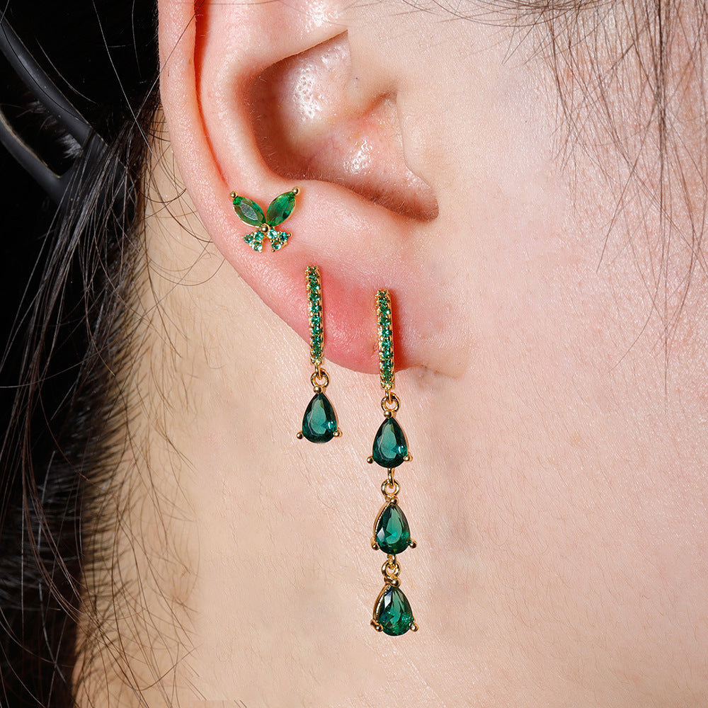 More Than Zircon Water Drops Ring Shaped Earrings For Women