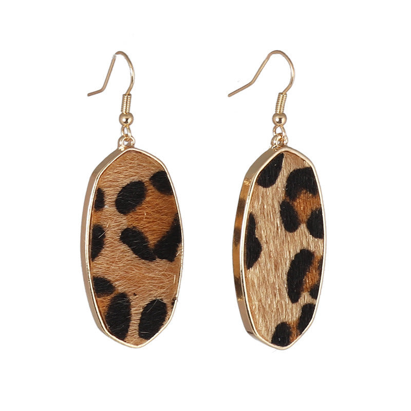 Shell Paper Exquisite Simple Leopard Print Suede Earrings