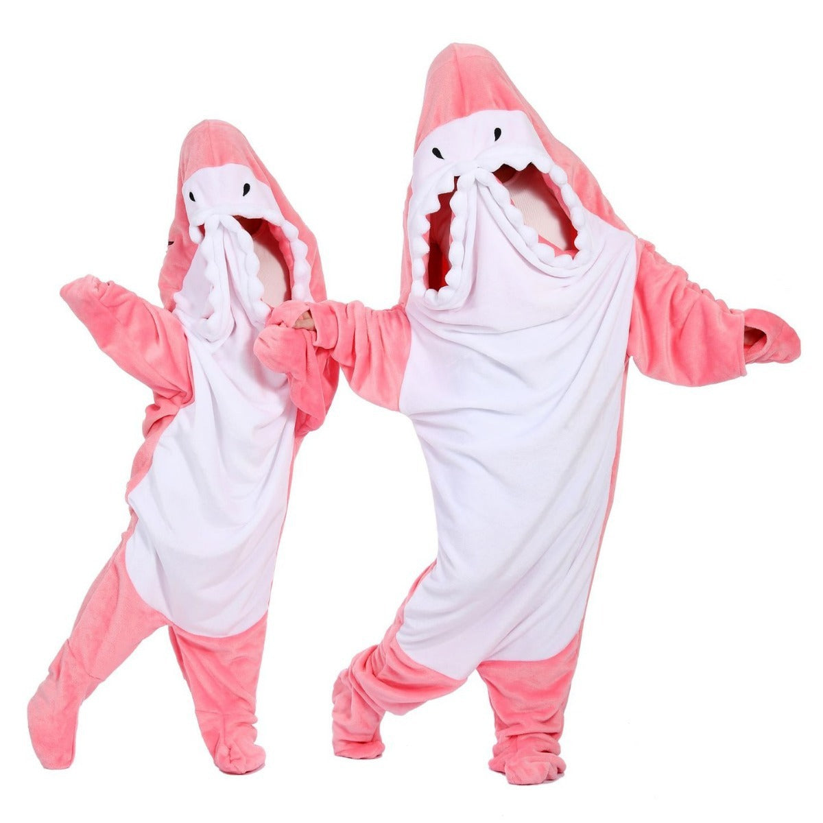 Cartoon Shark Dinosaur One-piece Pajamas Couple Cute Home Clothes Winter Warm Plush Jumpsuit Lazy Warm Homewear Women