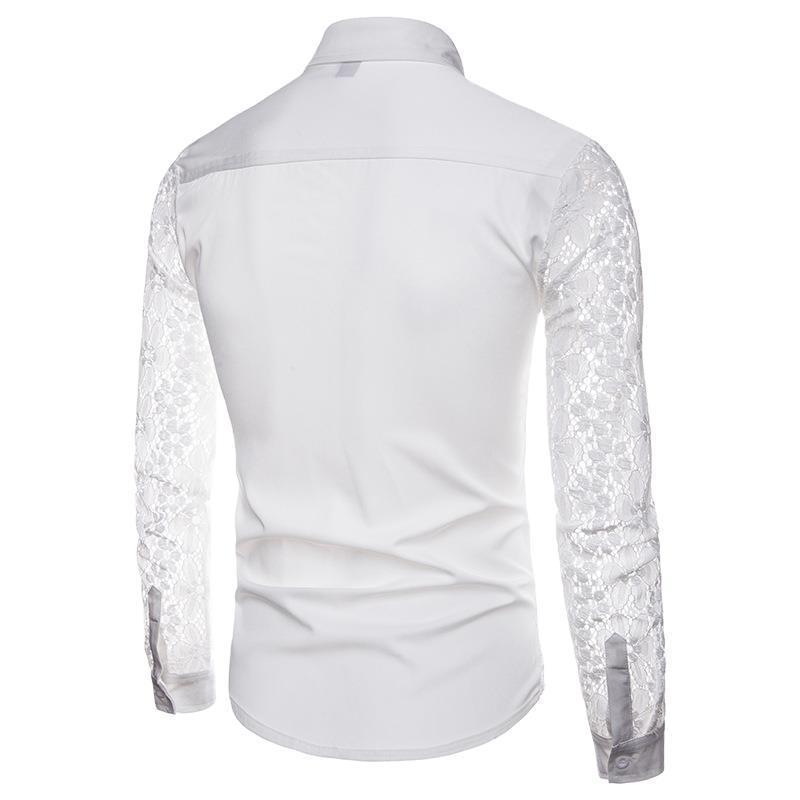 Arm lace solid color shirt men