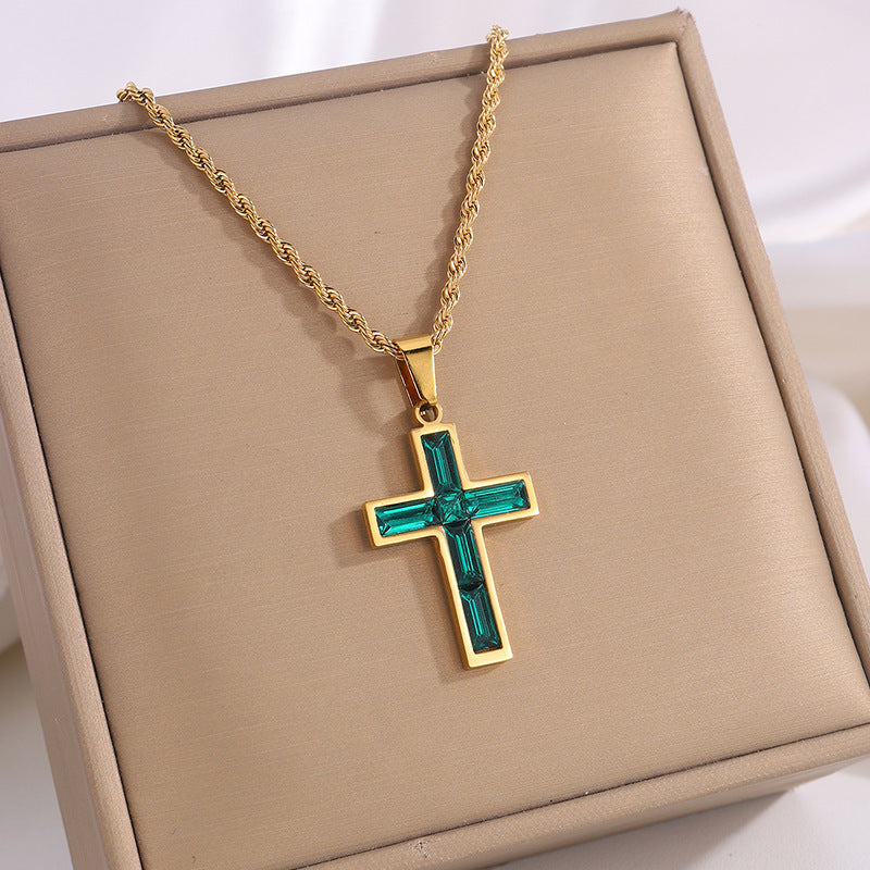 European And American Ing Style Diamond Cross Necklace Unique No Color Fading