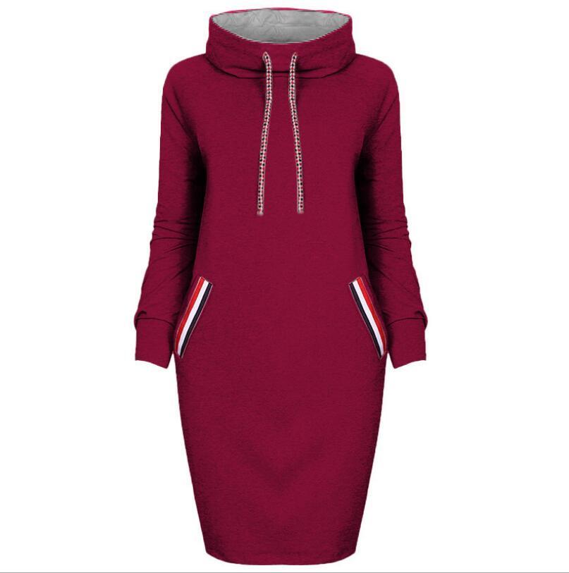 Autumn winter dress Long sleeve vestidos Casual party dresses vestido de festa women dress plus size High collar robe femme