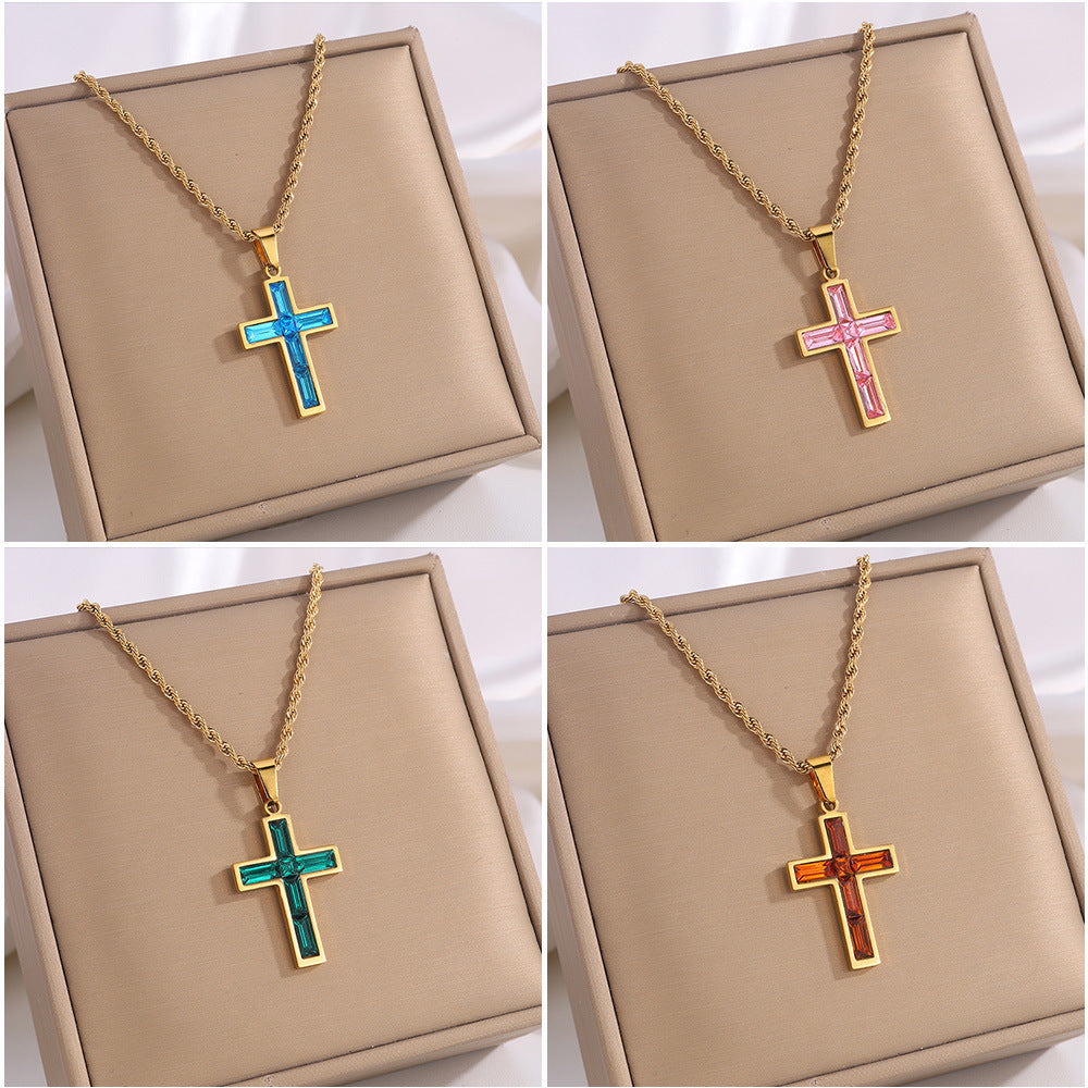 European And American Ing Style Diamond Cross Necklace Unique No Color Fading