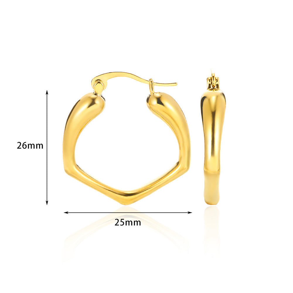 European And American Simple High Luxury 18K Gold Linear Ear Ring