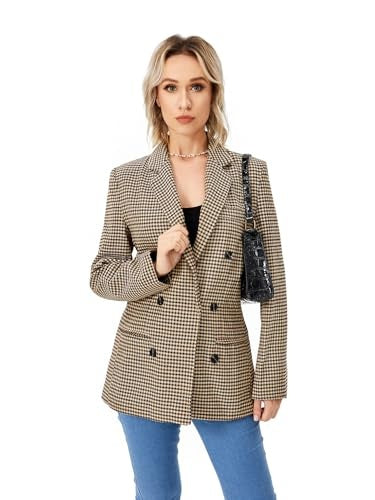 European And American Style Women's New Plaid Double-breasted Coat