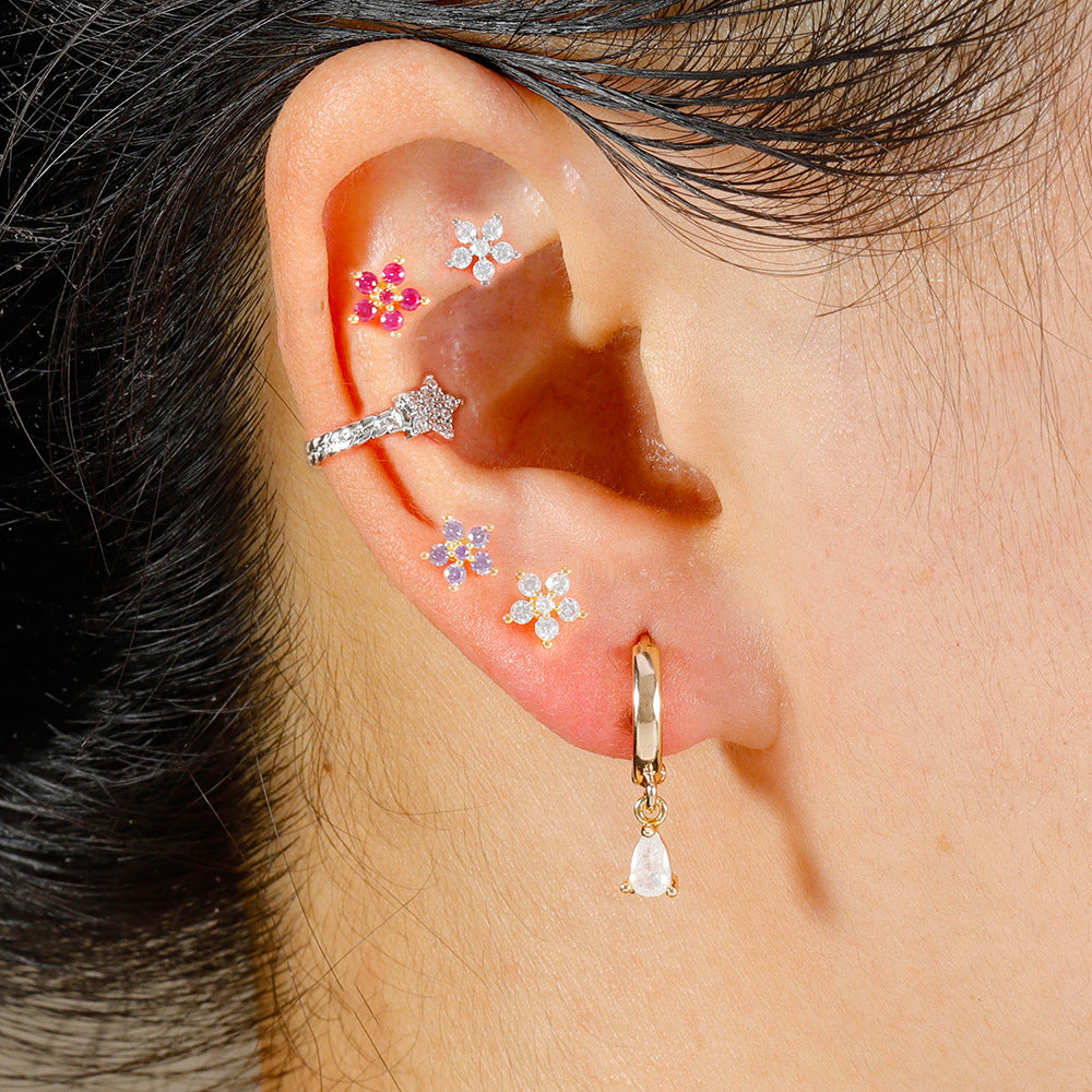 Micro Inlaid Zircon Drop-shaped Colorful Crystals Earrings