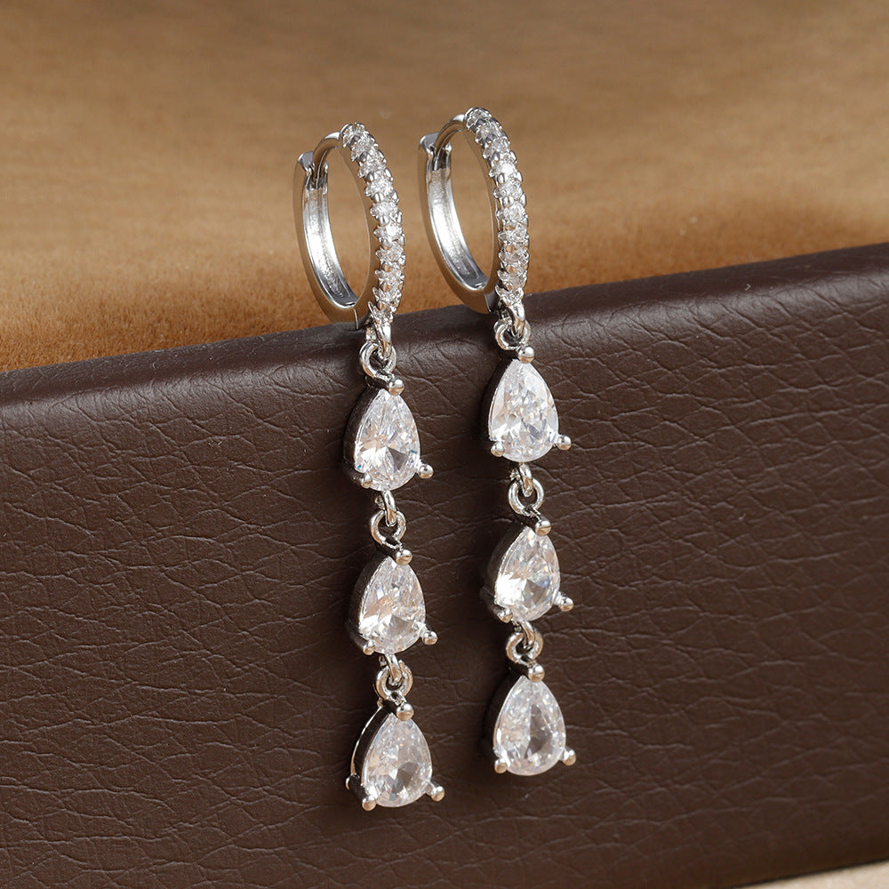 More Than Zircon Water Drops Ring Shaped Earrings For Women