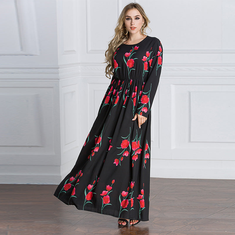 Rose Print Robe Dubai Dress