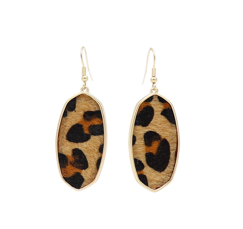 Shell Paper Exquisite Simple Leopard Print Suede Earrings