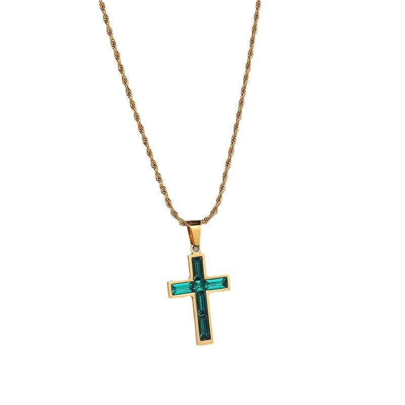 European And American Ing Style Diamond Cross Necklace Unique No Color Fading