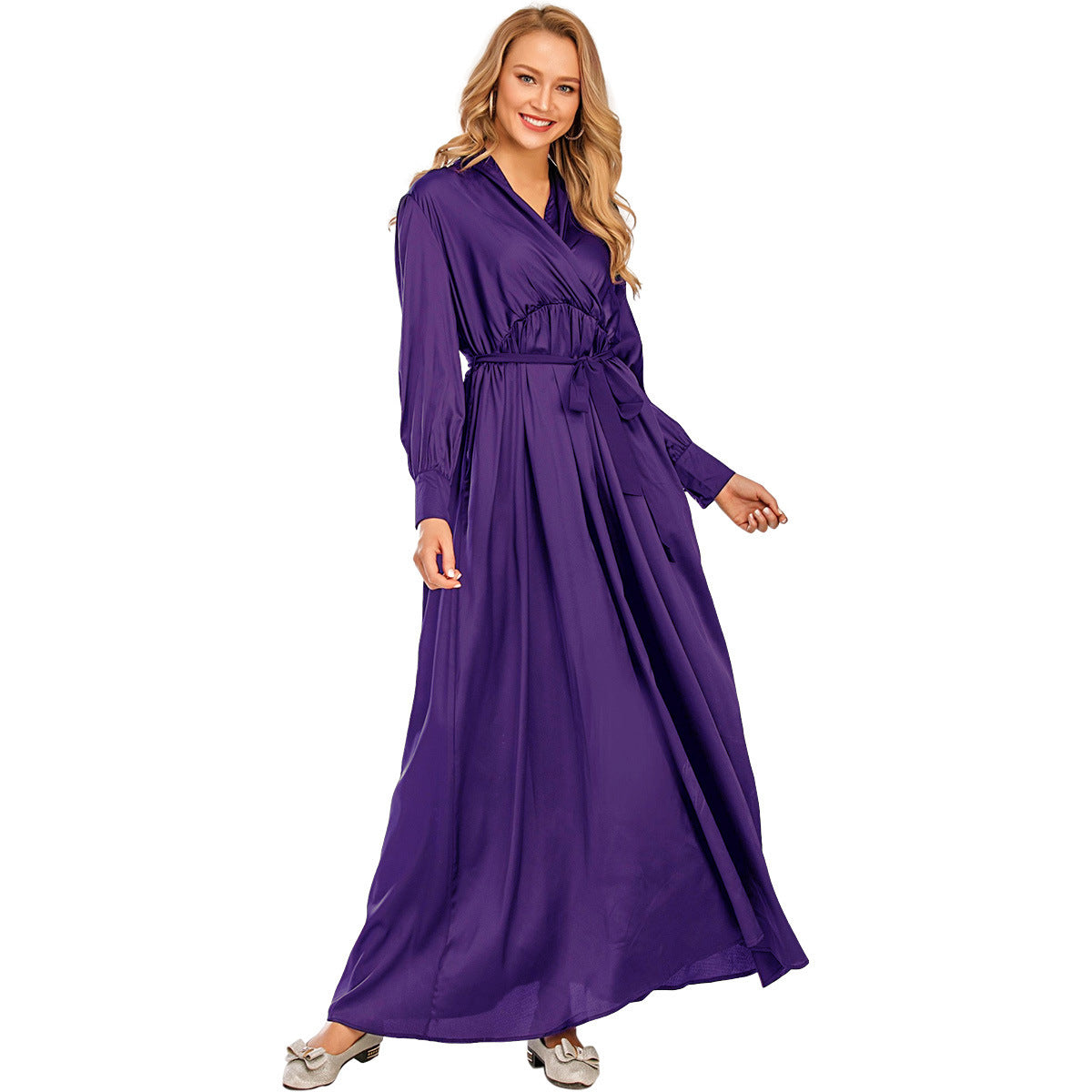 Fashion Women's Long Dress V-Neck Dubai Islamic