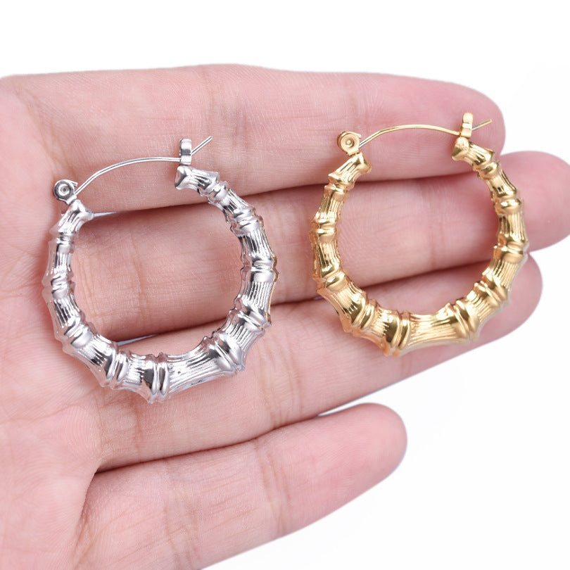 Vacuum 18K Electroplating 304 Stainless Steel U-shaped Earrings