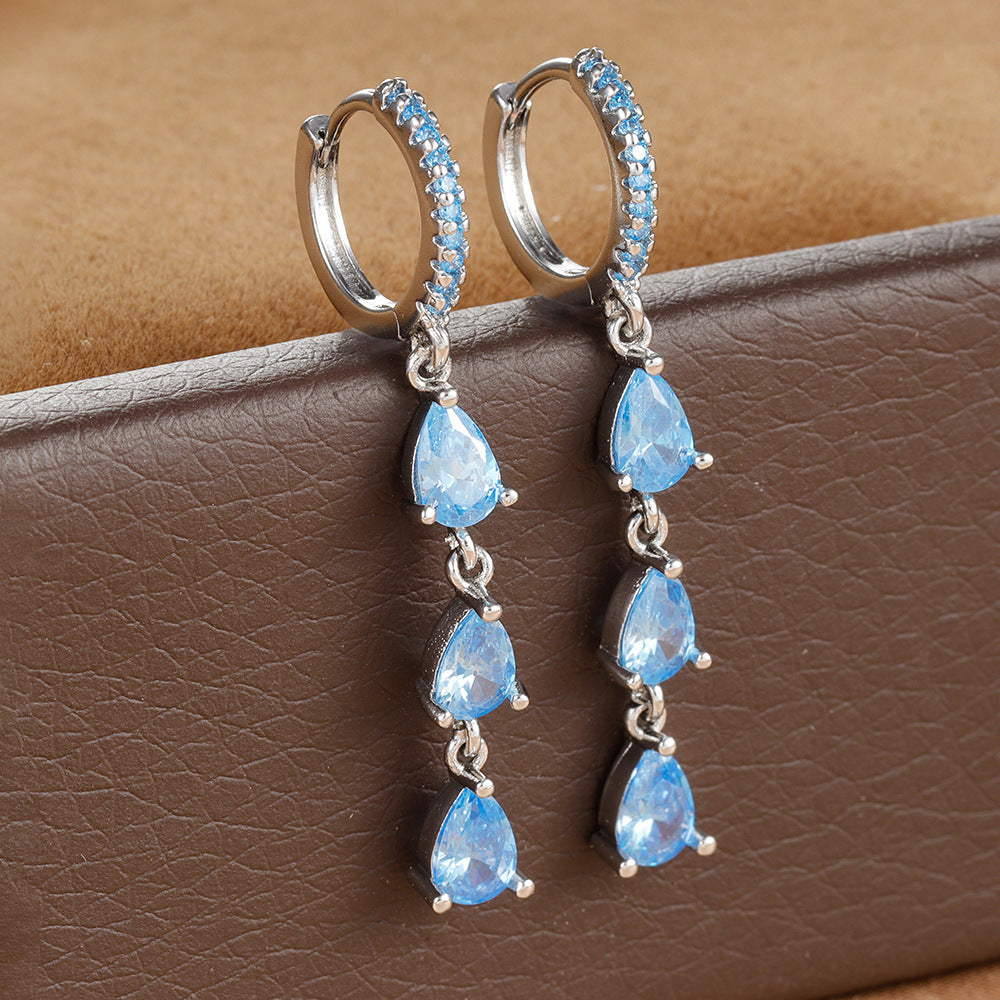 More Than Zircon Water Drops Ring Shaped Earrings For Women