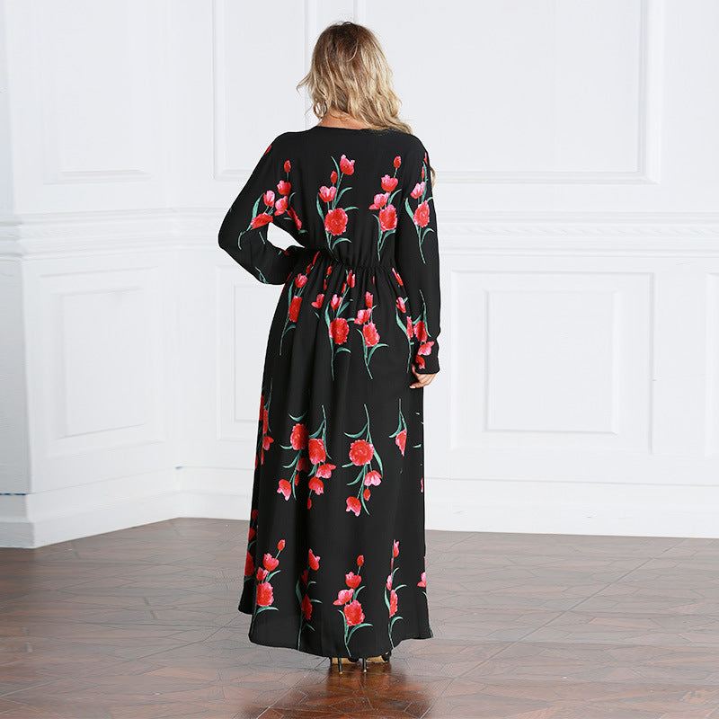 Rose Print Robe Dubai Dress