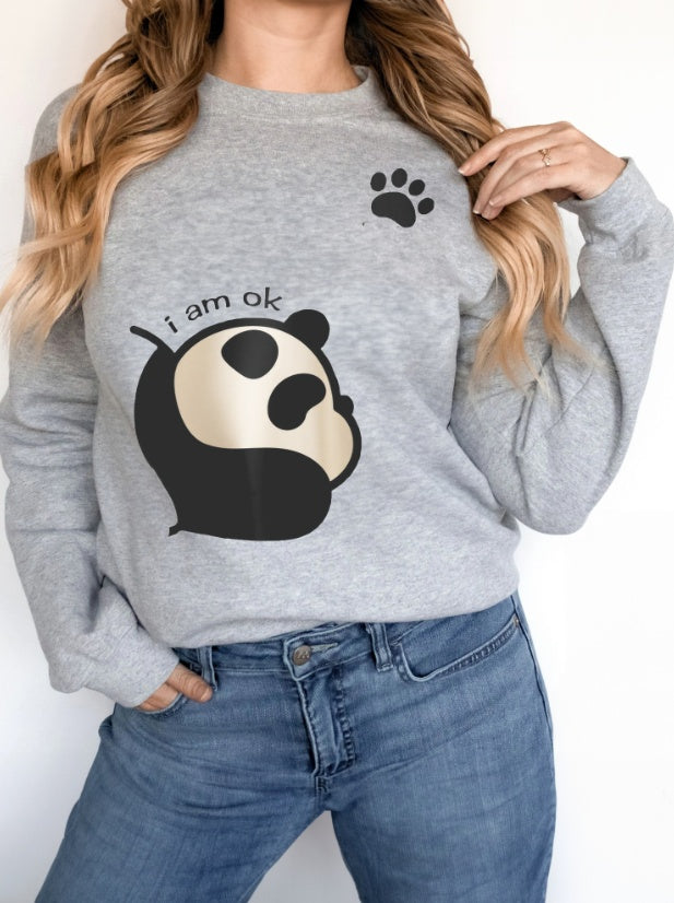 Women's Long Sleeved Panda Print Hoodie